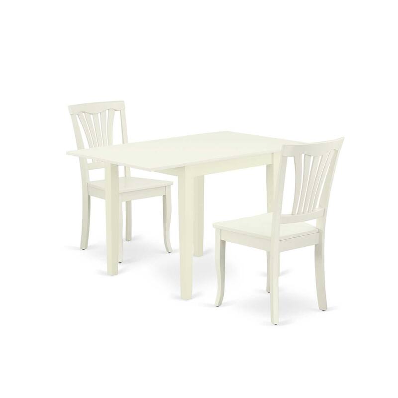 HomeStock 3-Piece Linen White Finish Solid Wood Top Dining Table Set
