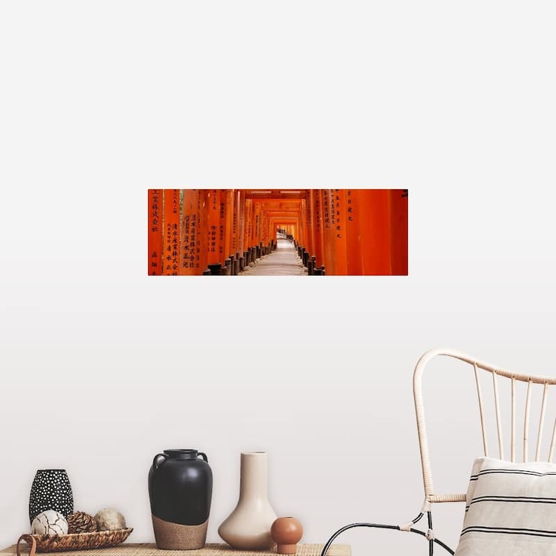 "Tunnel of Torii Gates Fushimi Inari Shrine Kyoto Japan" Poster Print - Multi - 36 x 12