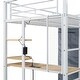 preview thumbnail 76 of 77, Twin/Full Size Loft Bed with Bulit-in Desk and LED Light, Metal Loft Bedframe with Wardrobe, Storage Shelves and Power Outlet