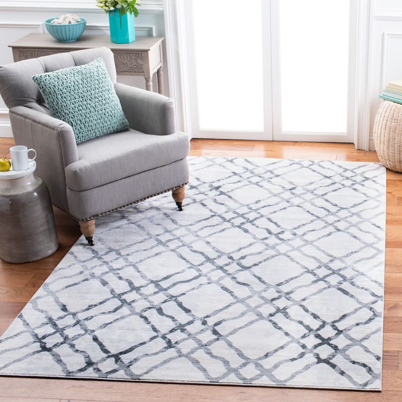 Martha Stewart by SAFAVIEH Saniye Trellis Distressed Rug - 3' x 5' - Ivory/Grey