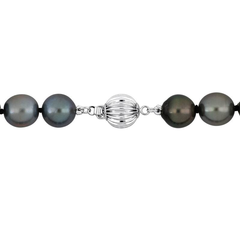 Miadora Multi-Shade Tahitian Cultured Pearl Strand Necklace w 14k White Gold Ball Clasp - 18 in