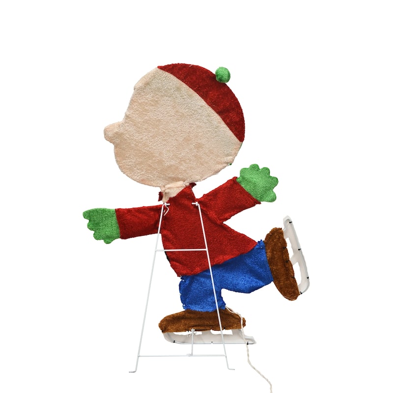 32" Peanuts L2D Prelit Led Yard Art Skating Charlie Brown