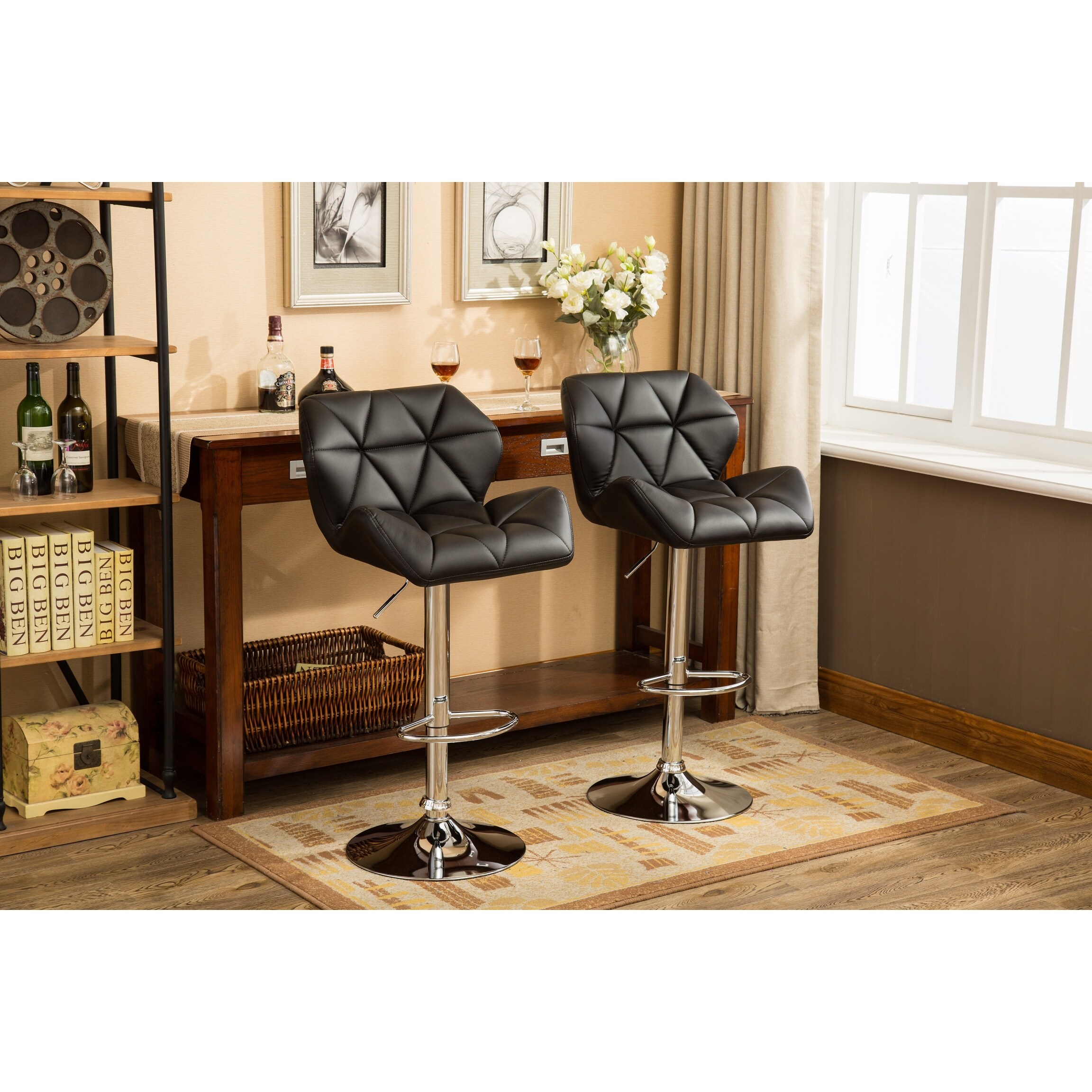 Roundhill furniture glasgow contemporary tufted hotsell adjustable height hydraulic bar stools