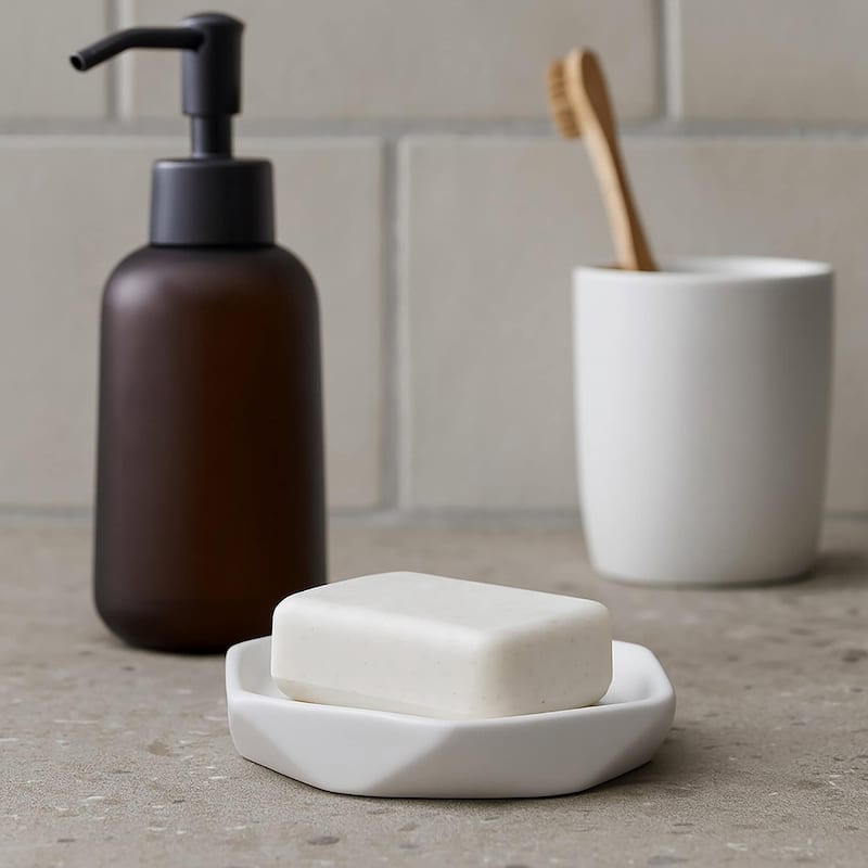 Diamond Bath Set Accessories White or Black