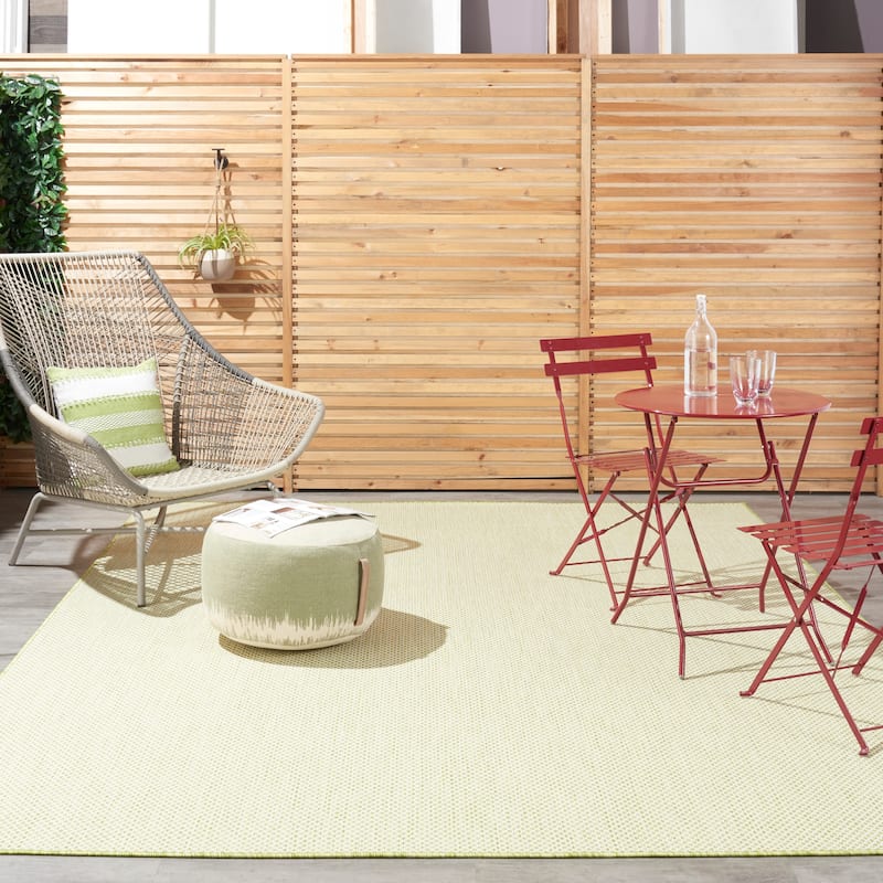 Nourison Courtyard Indoor/Outdoor Modern Geometric Area Rug - 9' x 12' Rectangle - Ivory/Green