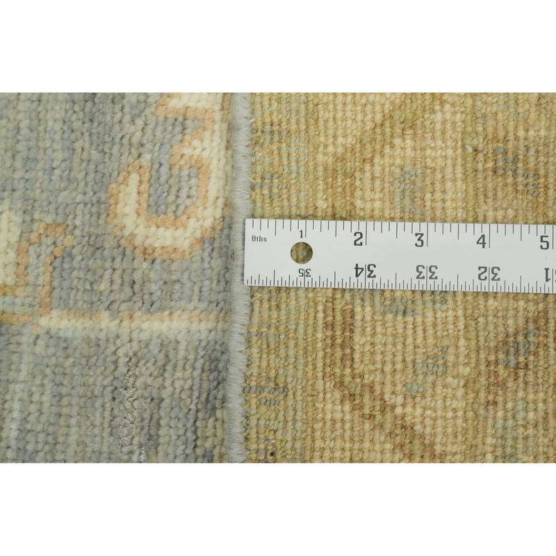 Handmade Floral Oushak Vegetable Dye Area Rug, Floral Geometric Carpet - 11' 11'' X 9' 3''