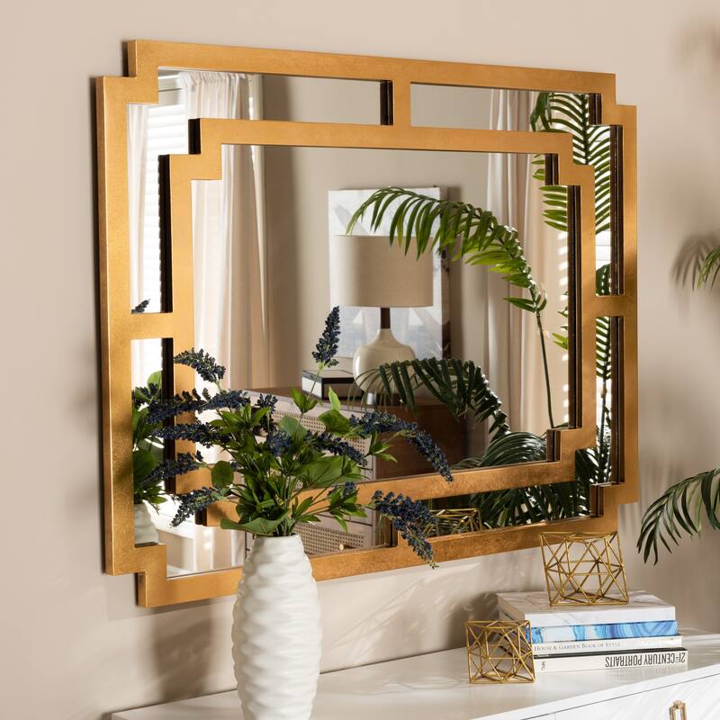 Dayana Modern and Contemporary Antique Gold Finished Wood Accent Wall Mirror