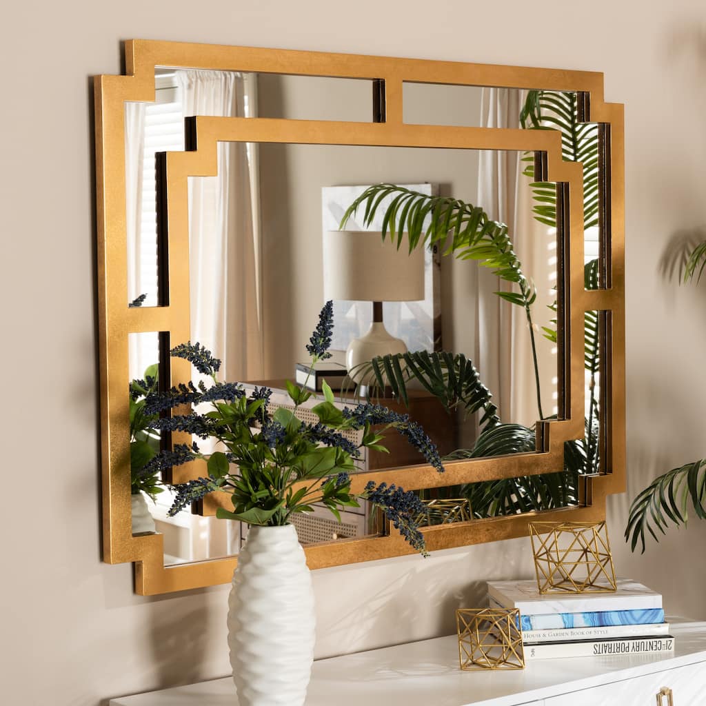 Dayana Modern and Contemporary Antique Gold Finished Wood Accent Wall Mirror