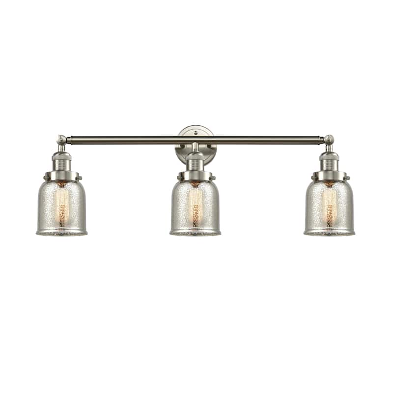 Innovations Lighting Small Bell 3 Light 30" Wide Bathroom Vanity Light - Brushed Satin Nickel / Silver Plated Mercury