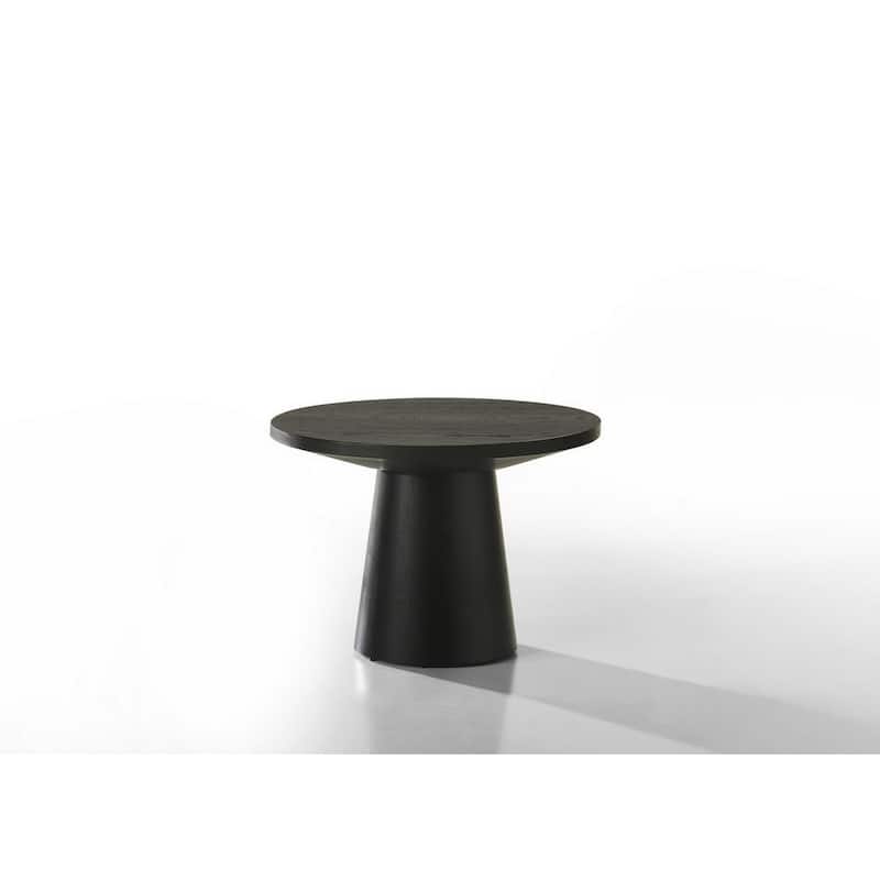 22 in. Black Round Wood End Table with Pedestal Base