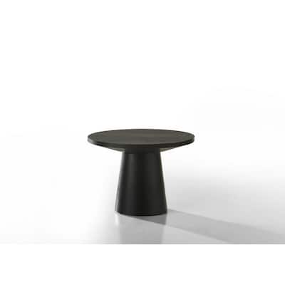 22 in. Black Round Wood End Table with Pedestal Base
