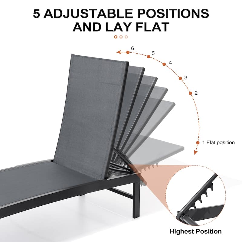 Outdoor Patio Adjustable Chaise Lounge Chairs