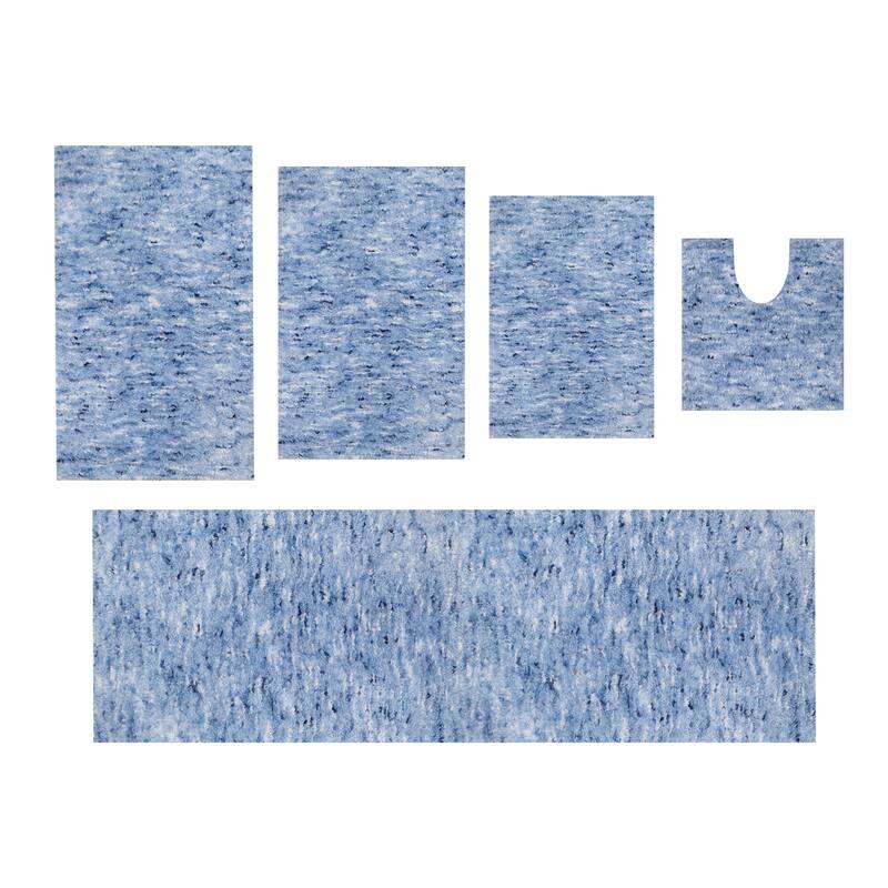 Home Weavers Cloud Comfort 100% Microfiber Bathroom Rug, Non Slip Bath & Water Absorbent Soft Bath Mat - 5 PC Set