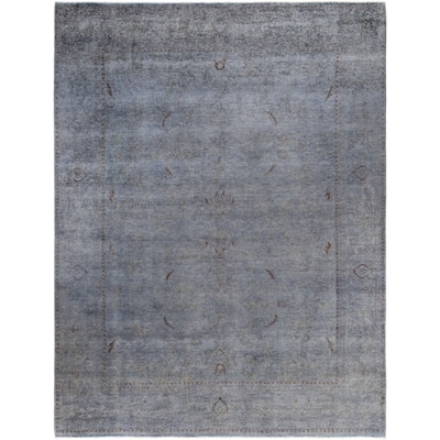 Overdyed One-of-a-Kind Hand-Knotted Area Rug - Gray - 9' 4" x 12' 2"