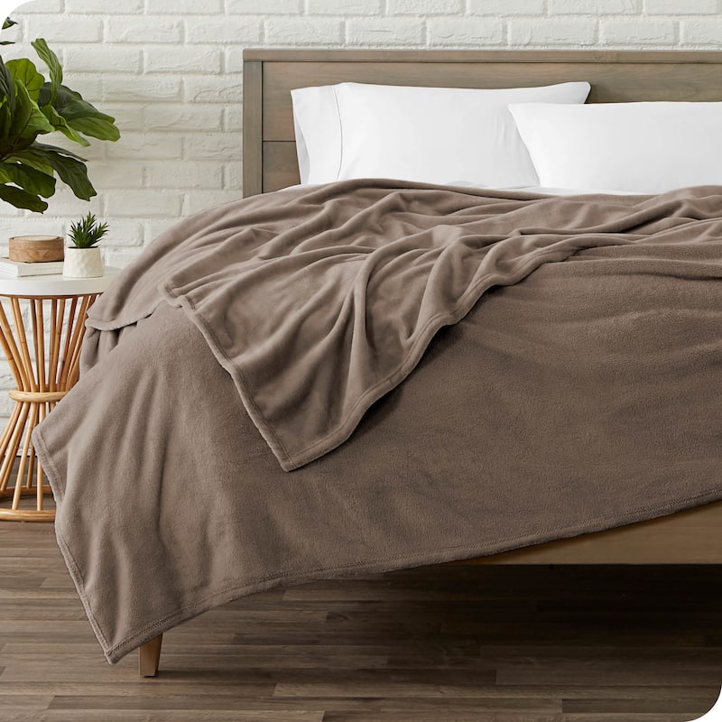 Bare Home Microplush Fleece Blanket - Ultra-Soft - Cozy Fuzzy Warm - Full - Queen - Camel