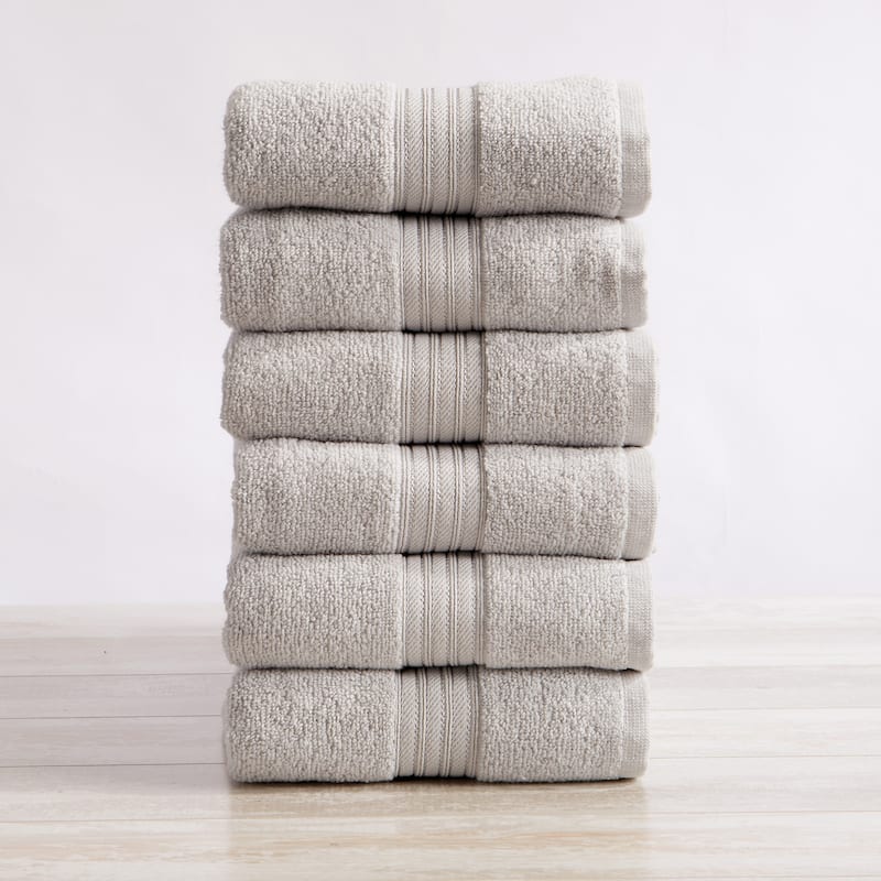 Linery & Co. Ringspun Cotton Bath Towel - Hand Towel (Pack of 6) - Light Grey