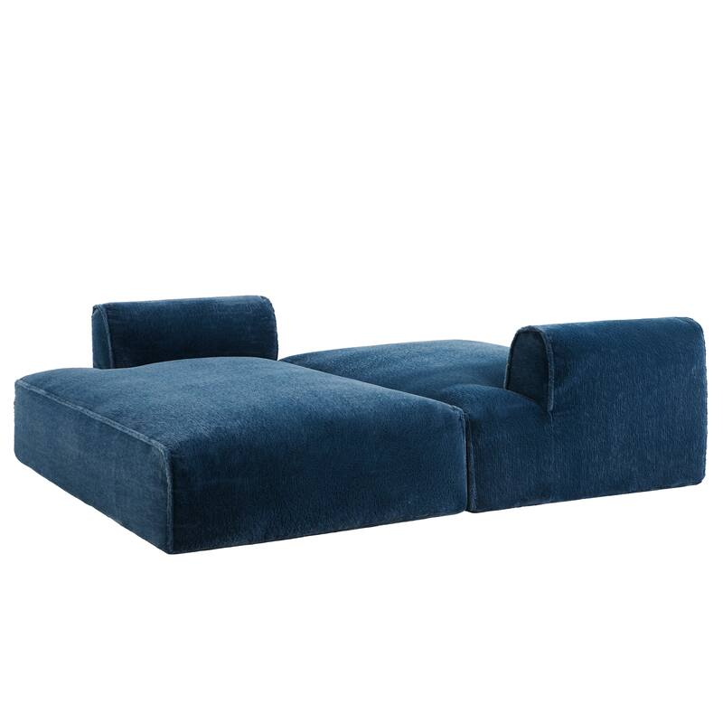 90" Plush Fabric Modular Sectional Sofa with High-Density Foam & Pocket Springs,and 2-Piece Fully Compressed Design