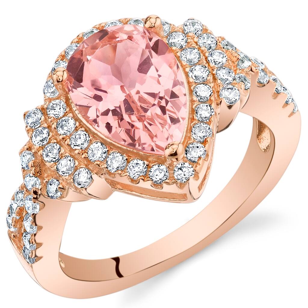 Rose Tone Sterling Silver 2.75 ct Created Morganite Ring