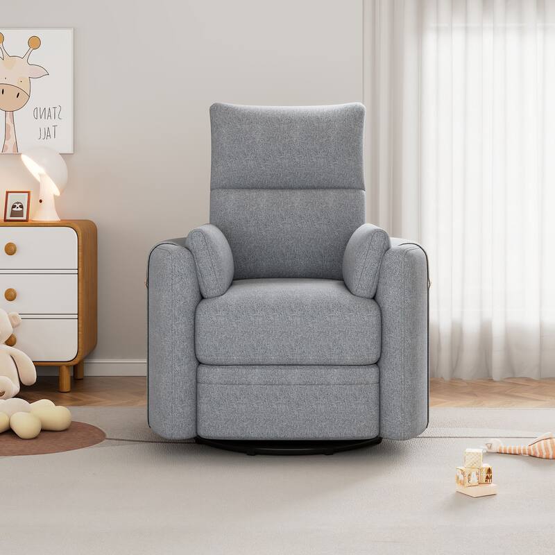 Upholstered Swivel Recliner Manual Rocker
