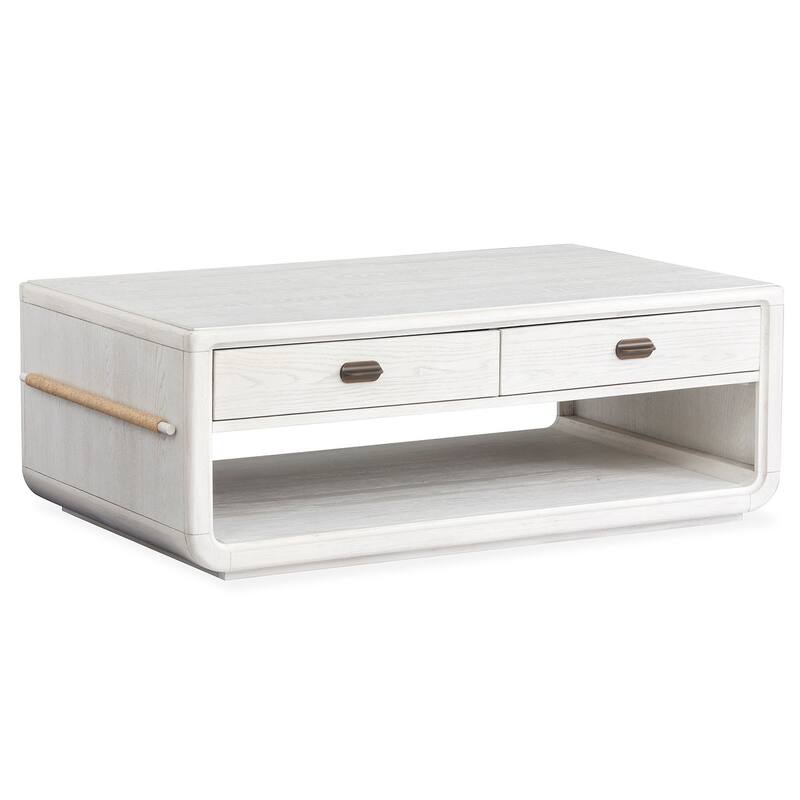 Magnussen Home Sunset Cove Moonlight Pearl Rectangular Cocktail Table with Casters - 50''W x 30''D x 18''H