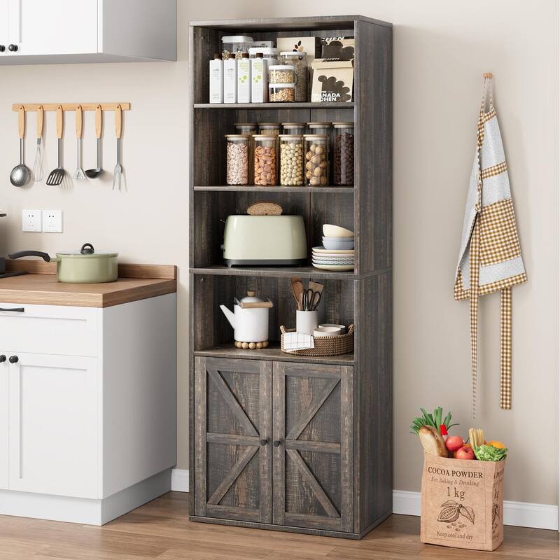 Bookcase with Doors Farmhouse Bookshelf