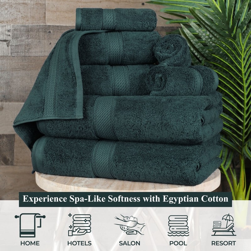 Superior Luxury Egyptian Cotton Bath Towel Set of 4 Ultra Plush, Heavyweight, Absorbent Spa & Hotel Quality Bath Towels Set