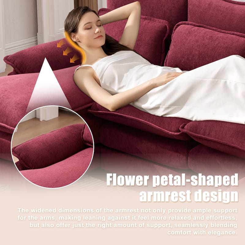 HOMEFUN Chenille Upholstered U-Shaped Modular Wood Frame Sleeper Sectional Sofa with Double Chaise