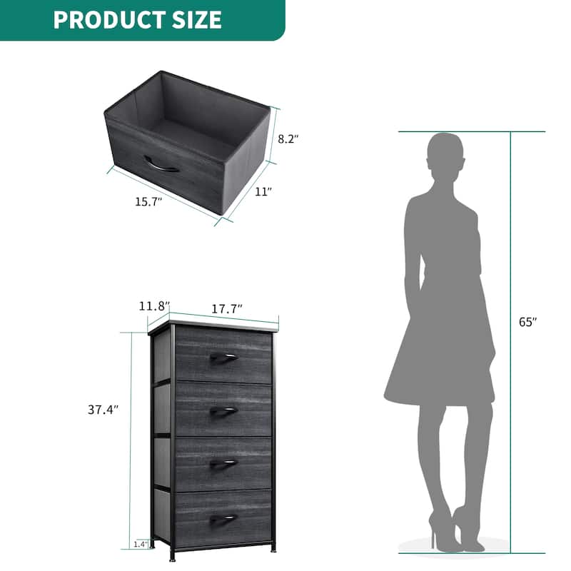 Modern Wide Dresser Storage Tower with 4 Drawers