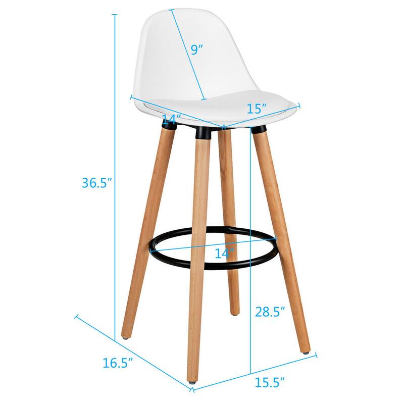 Gymax Set of 2 Mid Century Barstool 28.5" Dining Pub Chair w/Leather - See Details