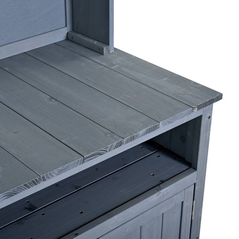 Roomfitters Outdoor Garden Potting Bench with Storage Hutch, Potting Table with Drawers and Cabinets, Shelves