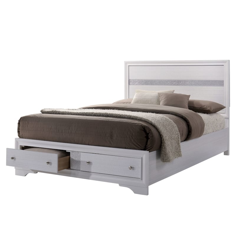 Furniture of America Relo Modern White Solid Wood 2-Drawer Storage Bed