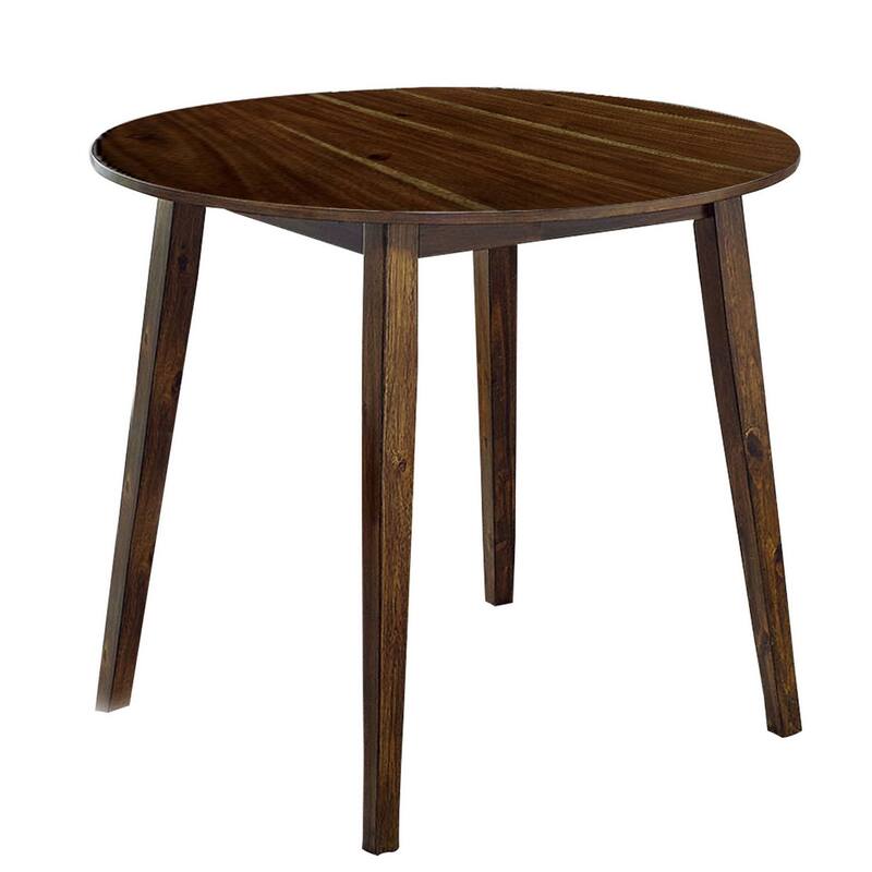 3 Piece Round Dining Table and Leatherette Chair Set, Brown
