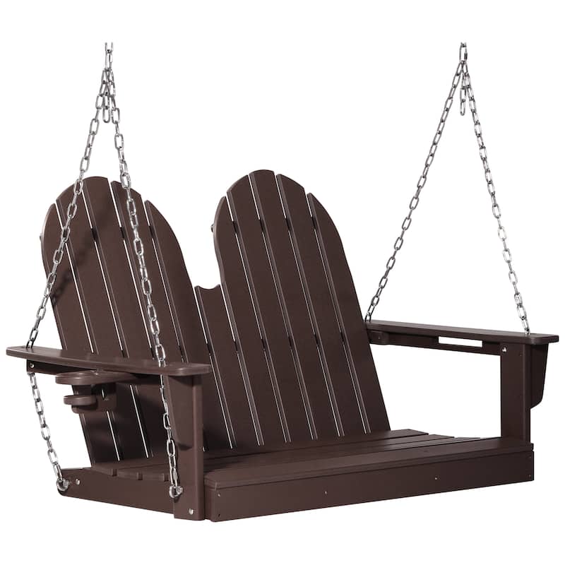 Hanniford Poly Adirondack 50 Inch Porch Swing - Dark Brown