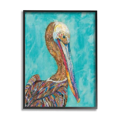 Stupell Beautiful Pelican Bird Vivid Collaged Patterns Design Framed Wall Art, Design by Lisa Morales