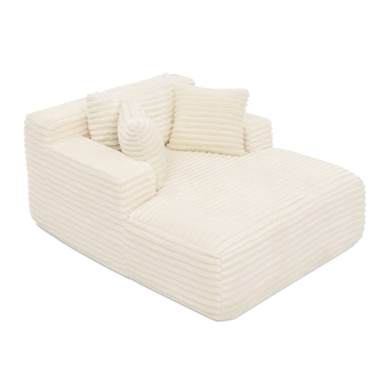 Roomfitters Living Room Compressed Chaise Lounge Foam Sofa Bed, Fluffy Corduroy Upholstered Cloud Couch with Deep Seat
