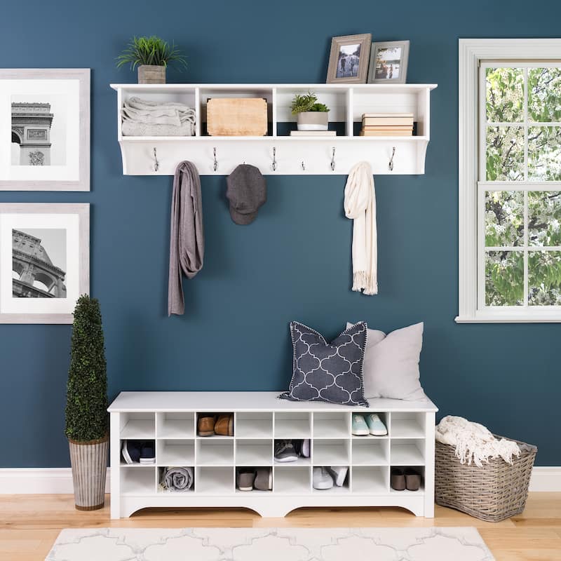 Winslow White Hanging 60-inch Wide Entryway Shelf
