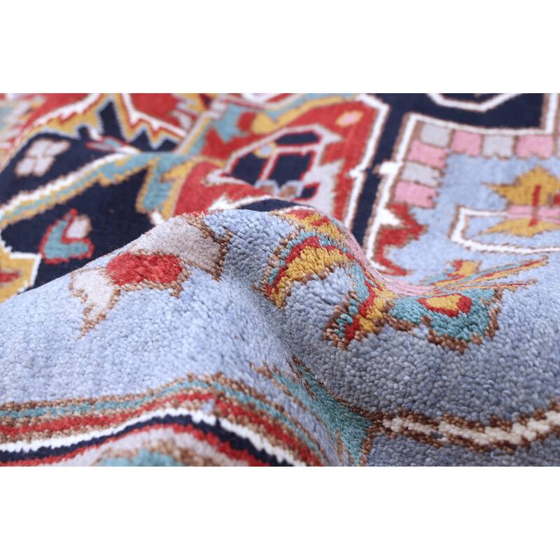 ECARPETGALLERY Hand-knotted Serapi Heritage Light Denim Blue Wool Rug - 8'11 x 12'2