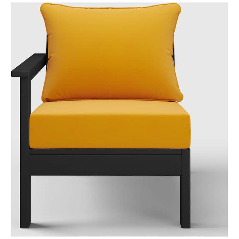 Birchwood All Weather HDPE Outdoor Patio Deep Seating Black Left Arm Facing Chair With Cushions (1-Piece)