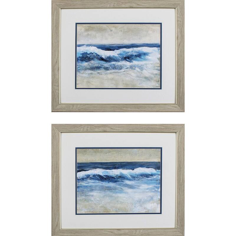 Breaking Shore Waves S/2 Framed Art Under glass - 19 X 22 X 1
