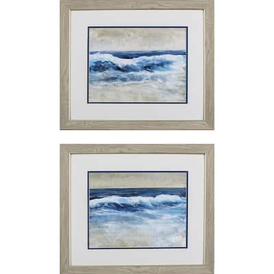Breaking Shore Waves S/2 Framed Art Under glass