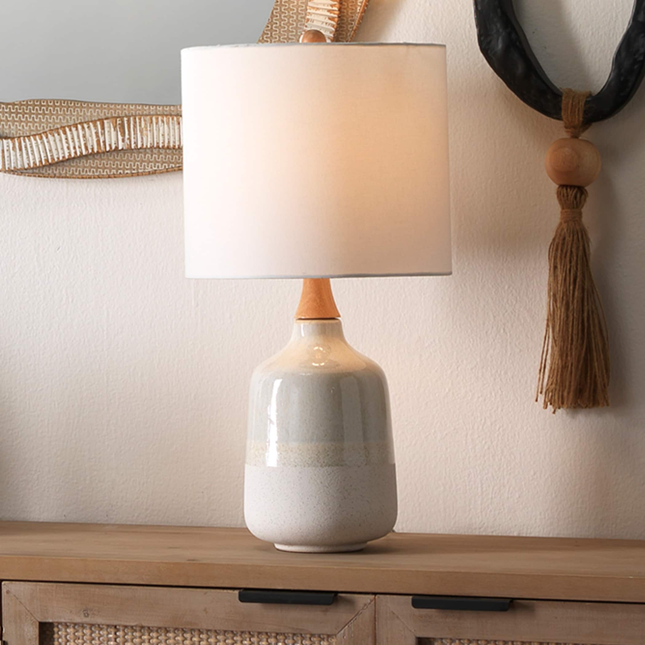 Alden Decor Kelly Ceramic Table Lamp, Cream