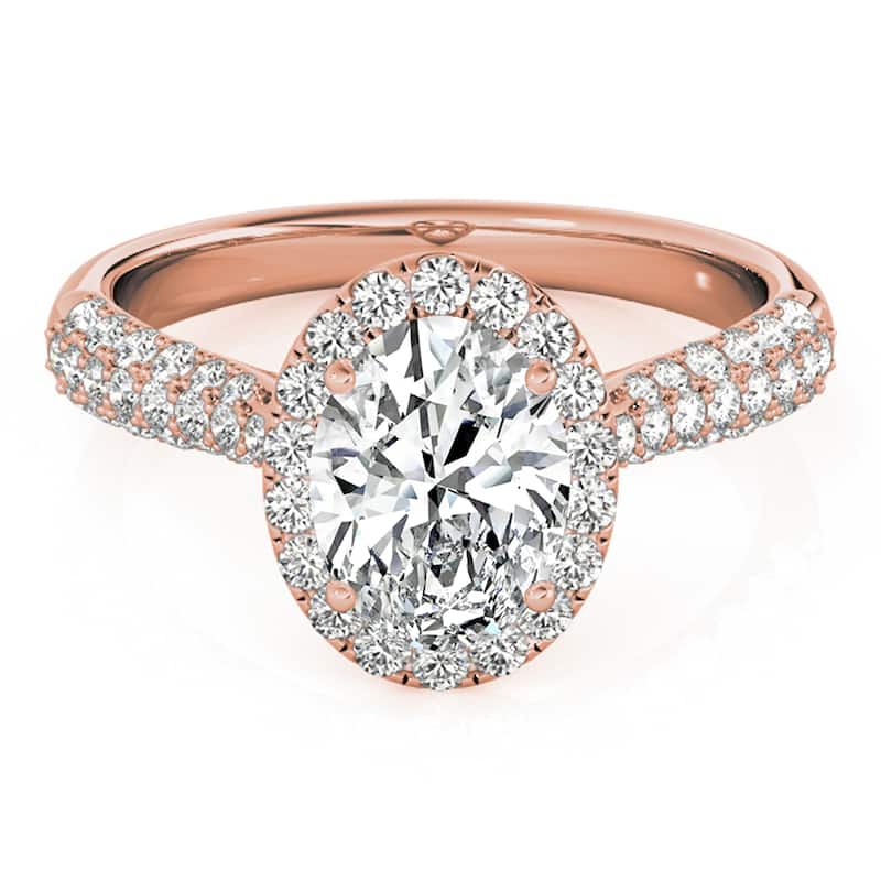 Auriya 14k Rose Gold Lab Grown Oval Diamond Halo Engagement Ring 0.50 to 5.00 ct. tw. (F-G VS)