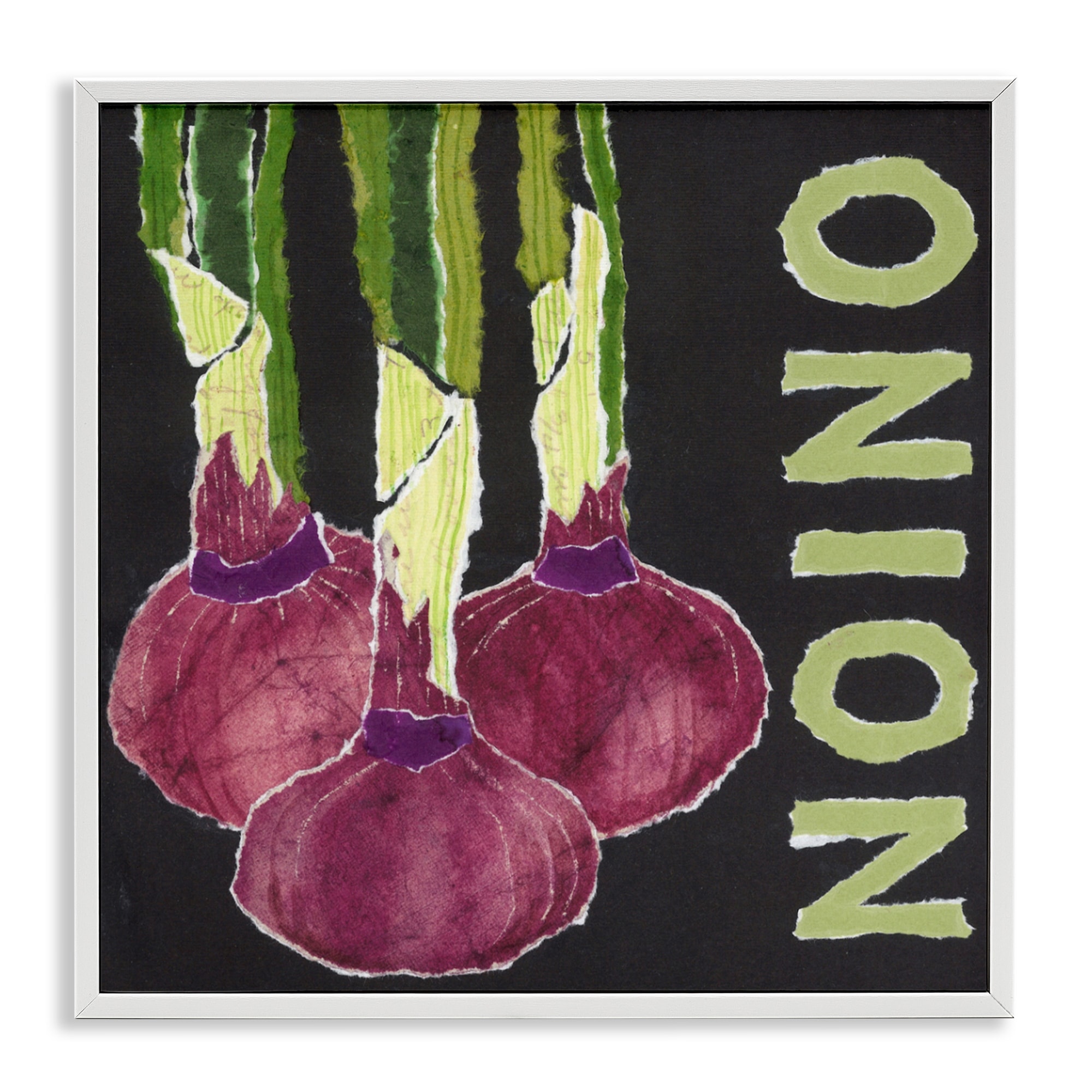 Stupell Collaged Garden Onion Framed Giclee Art Design By Nancy Overton