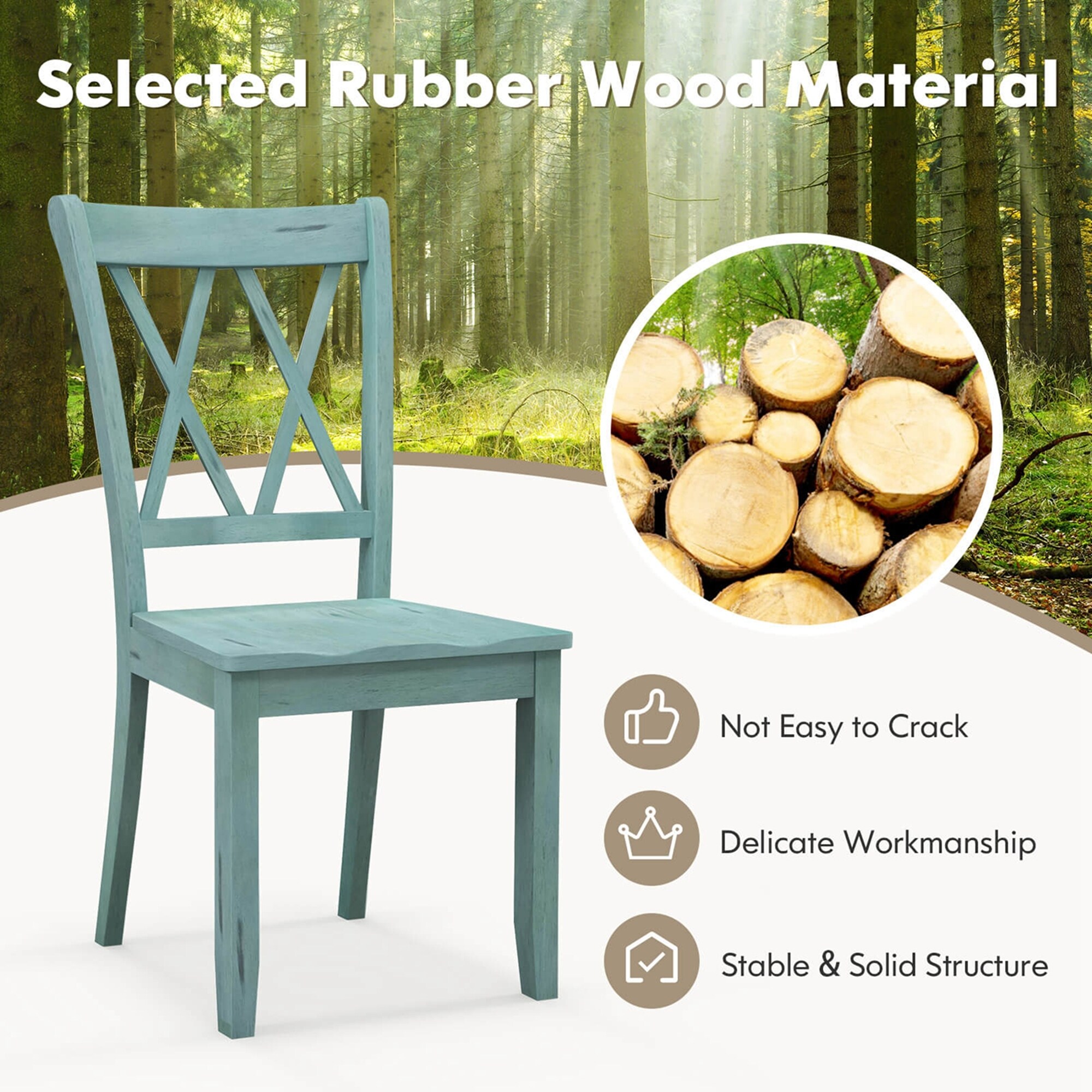 【名入れ無料】 Costway Set Room Dining Back Cross Chair Dining Wood 2 of ウィッグ・エクステ