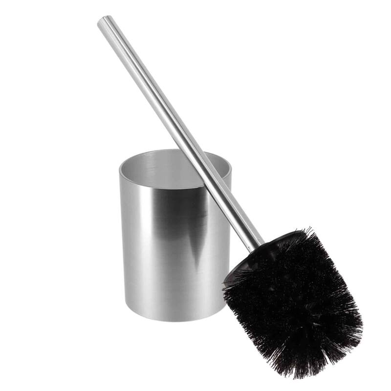 Toilet Brush and Holder Set NOUMEA Silver Brushed Aluminum - 3.12" L x 3.12" W x 14.12"H