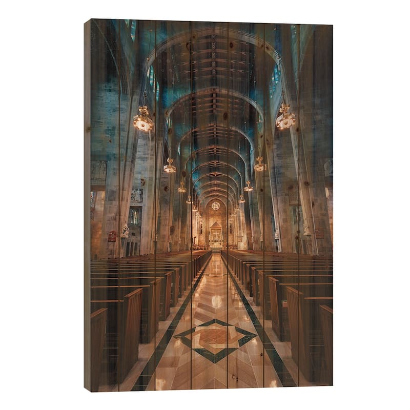 Cathedral Of Mary Our Queen Print On Wood by Jon Bilous - Multi-Color - 40x26x1.5