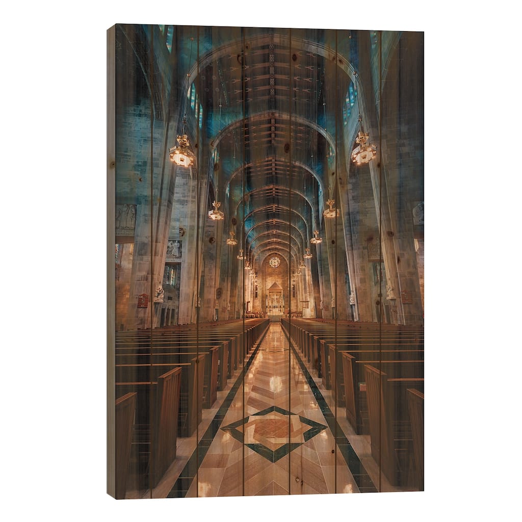 Cathedral Of Mary Our Queen Print On Wood by Jon Bilous - Multi-Color