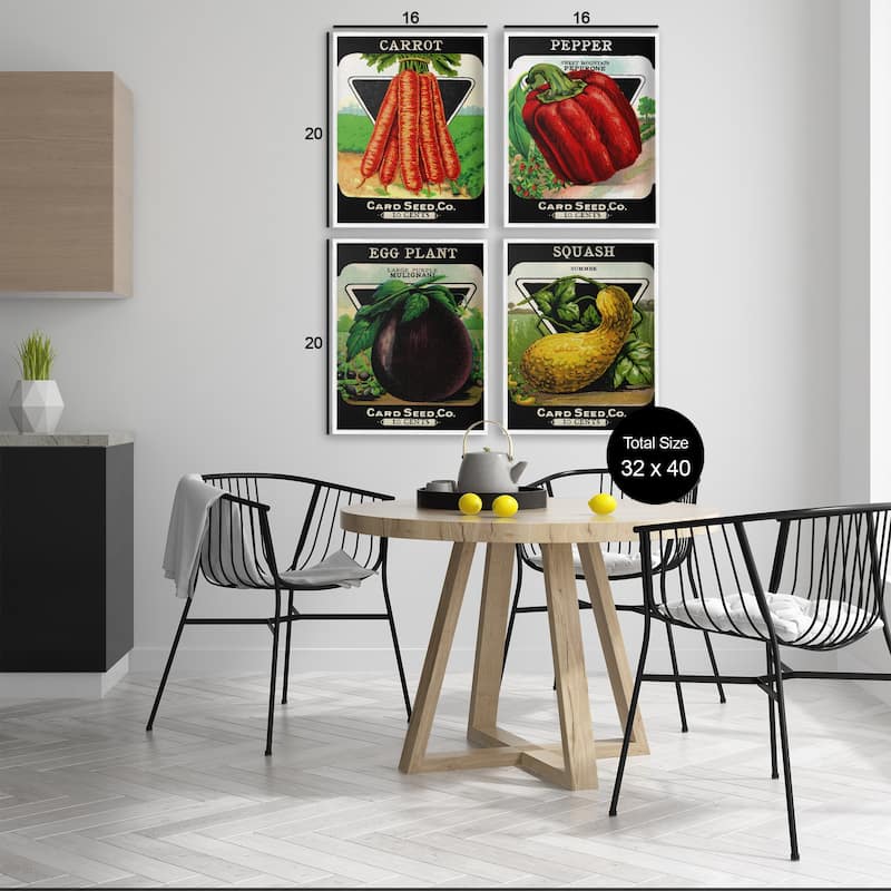 Stupell Vintage Farm Garden Vegetables Framed Giclee Art Design By Lil' Rue (Set of 4)