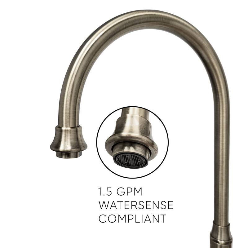 Vintage III Plus Bridge Faucet with Long Gooseneck Swivel Spout, Lever Handles and Solid Metal Side Spray