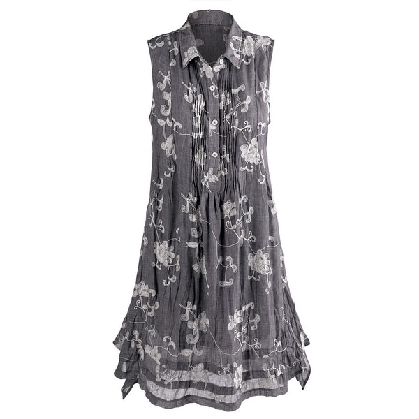 Women's Evangeline Embroidered Dress - Sleeveless - Floral Print
